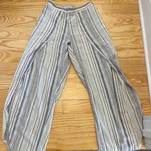 Drew Flowy Blue Striped Pants with slits - size S
